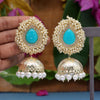 Firozi Color Antique Jhumka Earrings (ANTE1467FRZ)