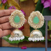 Parrot Green Color Antique Jhumka Earrings (ANTE1467PGRN)