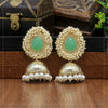 Parrot Green Color Antique Jhumka Earrings (ANTE1467PGRN)