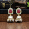 Dark Peach Color Antique Jhumka Earrings (ANTE1468DPCH)