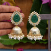 Green Color Antique Jhumka Earrings (ANTE1468GRN)