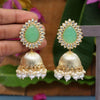 Parrot Green Color Antique Jhumka Earrings (ANTE1468PGRN)