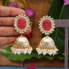 Dark Peach Color Antique Jhumka Earrings (ANTE1469DPCH)