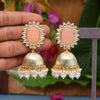 Peach Color Antique Jhumka Earrings (ANTE1469PCH)