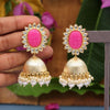 Pink Color Antique Jhumka Earrings (ANTE1469PNK)