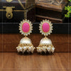 Pink Color Antique Jhumka Earrings (ANTE1469PNK)