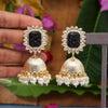 Black Color Antique Jhumka Earrings (ANTE1470BLK)