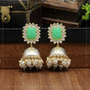 Parrot Green Color Antique Jhumka Earrings (ANTE1470PGRN)