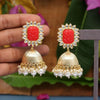 Red Color Antique Jhumka Earrings (ANTE1470RED)