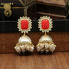 Red Color Antique Jhumka Earrings (ANTE1470RED)