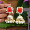 Red Color Antique Jhumka Earrings (ANTE1471RED)