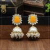 Yellow Color Antique Jhumka Earrings (ANTE1471YLW)