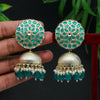 Green Color Antique Jhumka Earrings (ANTE1478GRN)