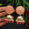 Dark Peach Color Antique Jhumka Earrings (ANTE1479DPCH)