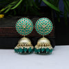 Green Color Antique Jhumka Earrings (ANTE1479GRN)