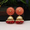 Red Color Antique Jhumka Earrings (ANTE1479RED)