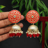 Red Color Antique Jhumka Earrings (ANTE1479RED)
