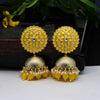Yellow Color Antique Jhumka Earrings (ANTE1479YLW)