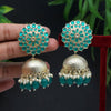 Green Color Antique Jhumka Earrings (ANTE1480GRN)