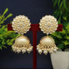 White Color Antique Jhumka Earrings (ANTE1480WHT)