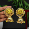 Lemon Yellow Color Antique Jhumka Earrings (ANTE1482LYLW)