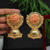 Peach Color Antique Jhumka Earrings (ANTE1482PCH)