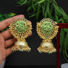 Parrot Green Color Antique Jhumka Earrings (ANTE1482PGRN)