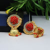 Red Color Antique Jhumka Earrings (ANTE1482RED)