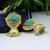 Rama Green Color Antique Jhumka Earrings (ANTE1482RGRN)