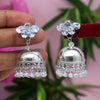 Silver Color Ravioli Stone Antique Jhumka Earrings (ANTE1509SLV)