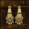 Green Color Glass Stone Antique Stone Earrings (ANTE1550GRN)
