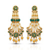 Green Color Glass Stone Antique Stone Earrings (ANTE1550GRN)