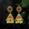 Red Color Antique Stone Earrings (ANTE1553RED)