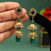 Green Color Antique Stone Earrings (ANTE1554GRN)