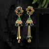 Green Color Antique Stone Earrings (ANTE1556GRN)