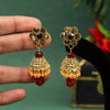 Maroon Color Antique Stone Earrings (ANTE1557MRN)