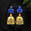 Blue Color Antique Ravioli Stone Earrings (ANTE1558BLU)