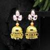Light Pink Color Antique Ravioli Stone Earrings (ANTE1558LPNK)