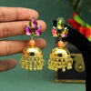 Multi Color Antique Ravioli Stone Earrings (ANTE1558MLT)