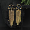 Black Color Antique Ravioli Stone Earrings (ANTE1559BLK)