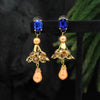 Blue Color Antique Ravioli Stone Earrings (ANTE1560BLU)