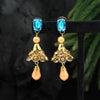 Firozi Color Antique Ravioli Stone Earrings (ANTE1560FRZ)