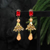 Red Color Antique Ravioli Stone Earrings (ANTE1560RED)