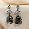 Black Color Antique Rivoli Stone Earrings (ANTE1576BLK)