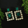 Green Color Antique Rivoli Stone Earrings (ANTE1579GRN)