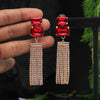 Red Color Antique Rivoli Stone Earrings (ANTE1585RED)