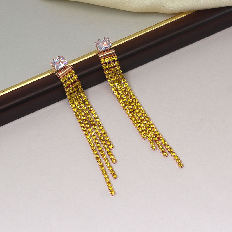 Yellow Color Rose Gold Earrings (ANTE1637YLW)