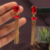 Red Color Antique Rivoli Stone Earrings (ANTE1639RED)