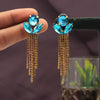 Firozi Color Antique Rivoli Stone Earrings (ANTE1641FRZ)