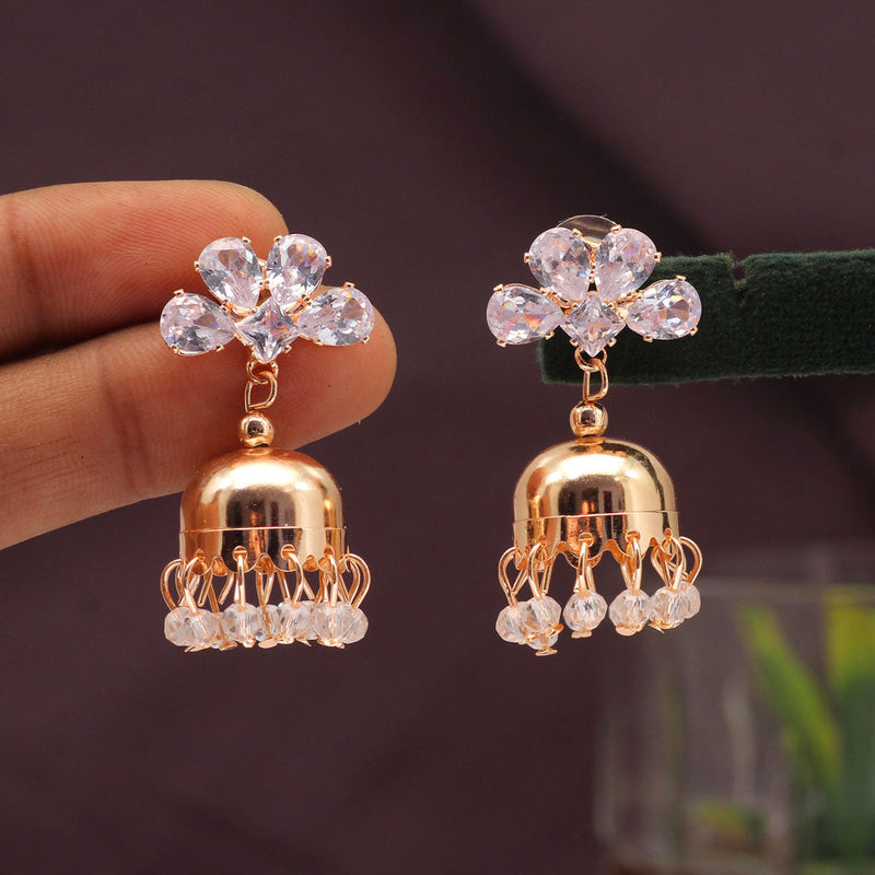 White Color Rose Gold Earrings (ANTE1647WHT)